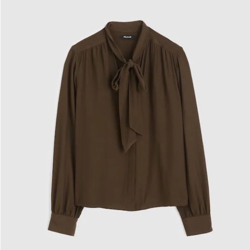 🆕 Madewell Tie-Neck Long-Sleeve Top - Picture 3 of 5